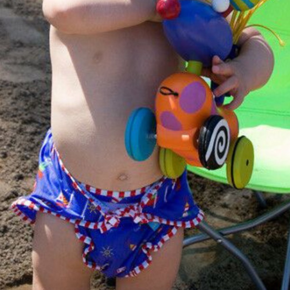 KOOSHIES Girls Blue Sea Swimsuit Reusable Diaper S